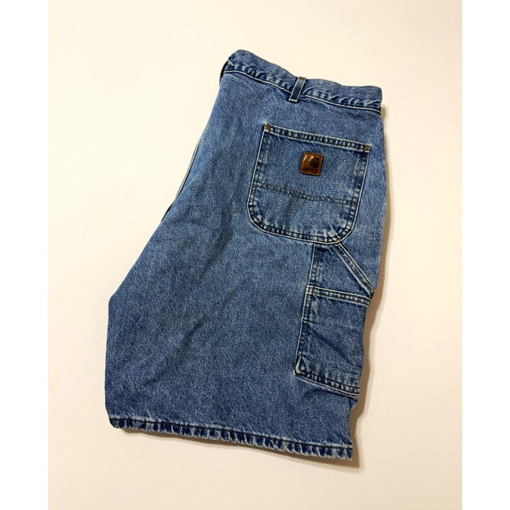 Vintage Carhartt B28 STW Stonewash Denim Carpenter Shorts Size 44